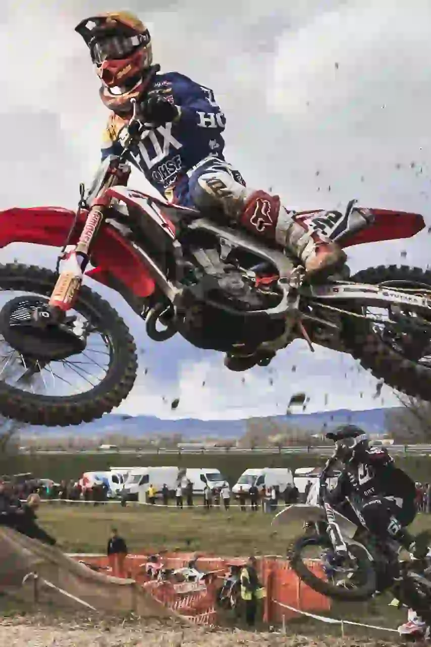 Dirt Bike jumping in the air