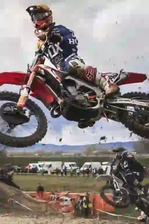 Dirt Bike jumping in the air